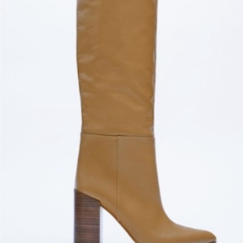 Zara Tan Heeled Boots - Picture 2 of 7